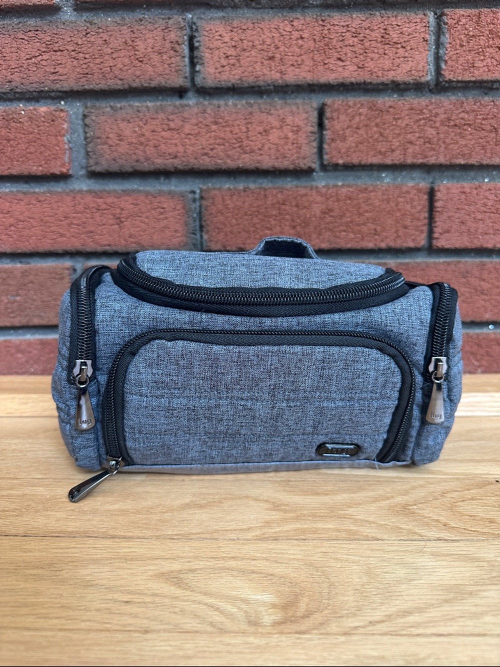Lug Mini Trolley Gray Travel Toiletry Bag - Compact Multi-Zip Organizer